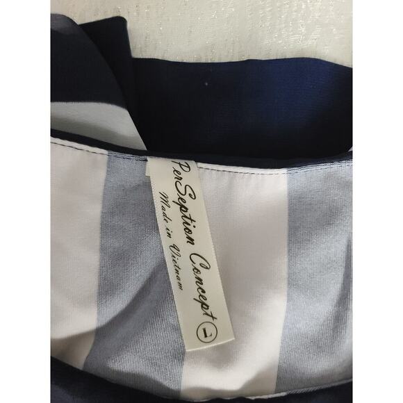 PerSeption batwing blouse nautical blue/white stripes Size Large Beachy office - Picture 7 of 8